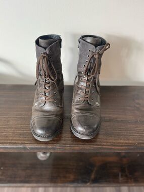 Women’s Taos Brown Leather Lace-Up Combat Boots Sz 41 US 10 - 10.5